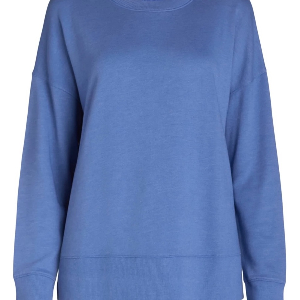 Women’s Blue Long Sleeve Sweatshirt with High Low Hem in Blue